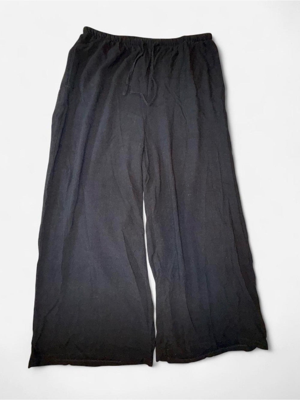 Women’s Black Wide-Leg Linen Drawstring Pants